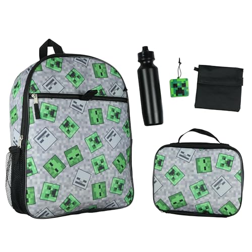 Bioworld Minecraft Creeper Ghoul 16' Backpack and Lunch Kit 5pc Set