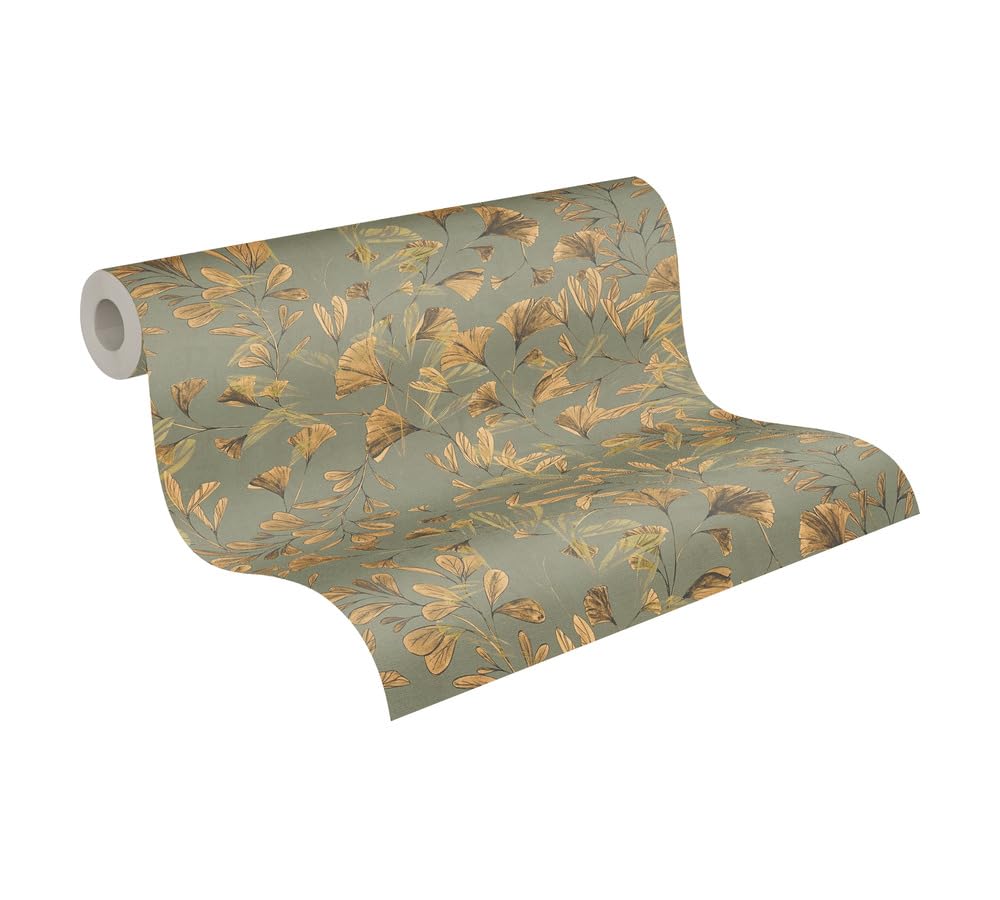 Livingwalls Anna D'Andrea Non-Woven Wallpaper Floral 10,05 m x 0,53 m - Brown, Yellow, Green, Grey - Vines Leaves Wallpaper - 782231