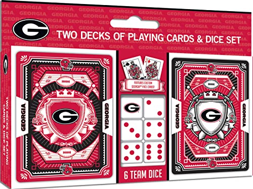 Image of MasterPieces Game Day - NCAA Georgia Bulldogs 2-Pack Playing Cards & Dice Pack - Officially Licensed Set for Adults and Family