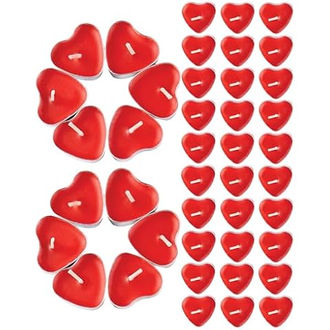 50 Red Heart Shaped Tea Lights for Events Cover