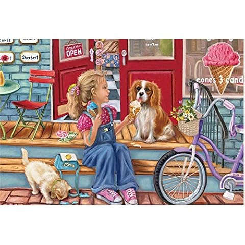 Miniature Mini 1000 Pieces Jigsaw Puzzles for Adults Girl and dog Sturdy Cardboard Puzzles Brain Exercise Challenge High Difficulty Game Gift for Kids Children 38 * 26 cm Cover