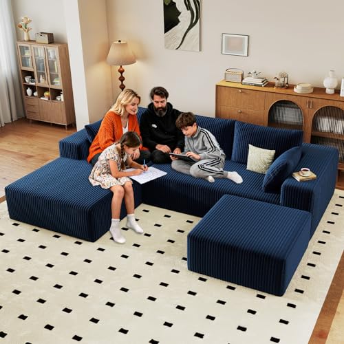 Image of 96 inch Boneless Cloud Couch Sectional Couches Sofa for Living Room