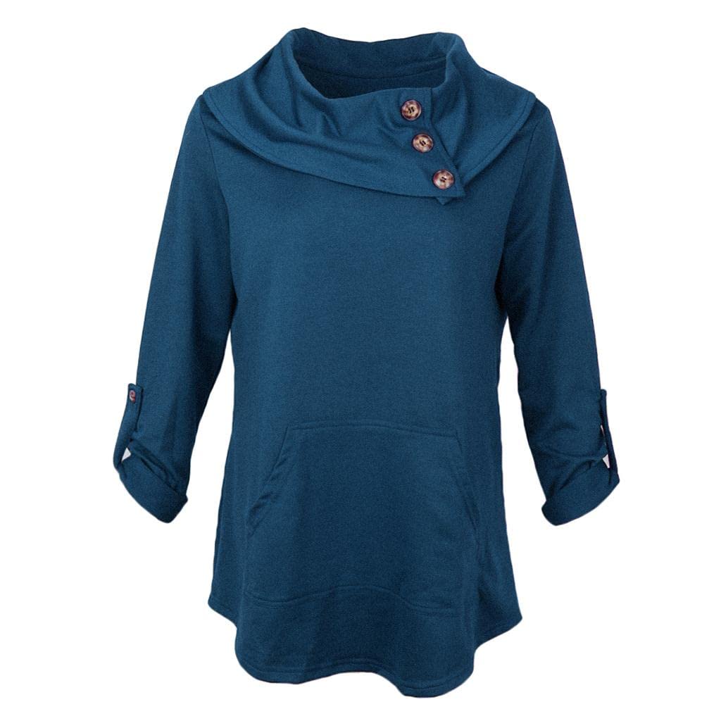 Women Plus Size Long Sleeve Hoodie Oversized Sweatshirt Casual Baggy M Blue-image-26
