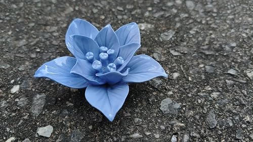 Image of Ceramic Flower Wall Art Decor, Artificial Flower Wall Sculpture,Handmade Ceramic Flowers for Home,Hallway,Living Room, Kitchen,Bathroom (Royal Blue,Gardenia, 2.76 inch)