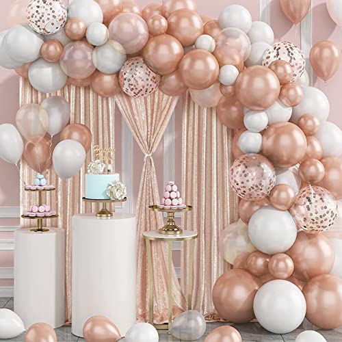Image of Sequin Backdrop Curtain 2 Pieces 2ftx8ft Champagne Blush Sparkly Sequin Background Fabric Stage Arch Drapes Decoration