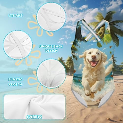 Image of One Piece Swimsuit Girls Cross-Back Bathing Suit 5-14Y Kids Swimwear Cute Swimsuits Sleeveless Bathing Suits