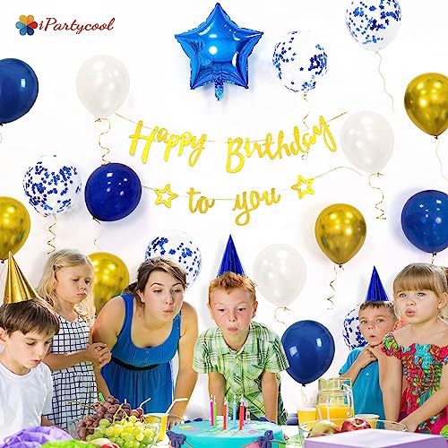 50% Off iPartycool Navy Blue Gold Birthday Decorations with Banner