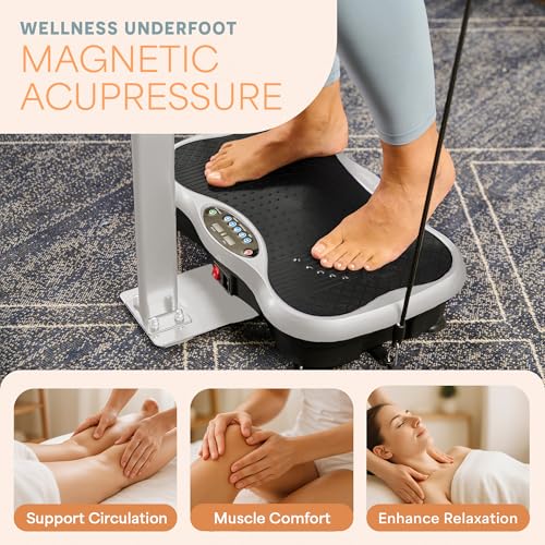 Image of Lifepro TrimLite Vibration Plate with Handle - Vibration Plate Exercise Machine with 99 Speed Levels, Bluetooth & Magnetic Acupoints - Whole Body Vibrating Platform Machine for Lymphatic Drainage