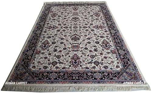 Image of High Density Export Quality Classical Pure Silk Carpet for Your Hall & Living Room 10 X1 3 Feet (90x150 cm) Ivory Multi