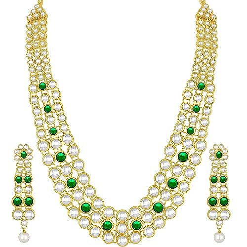 Image of Peora Anuskha Sharma Inspired Kundan Necklace & Jewelry Set Gift For Women