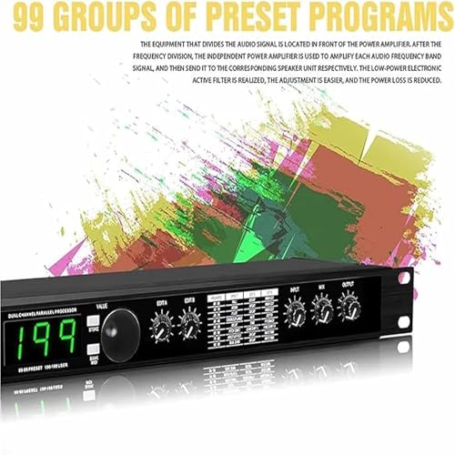 Equalizzatore audio digitale professionale e processore di riverbero, 99 preset e 199 effetti sonori, elaborazione a 24 bit per studio e palco