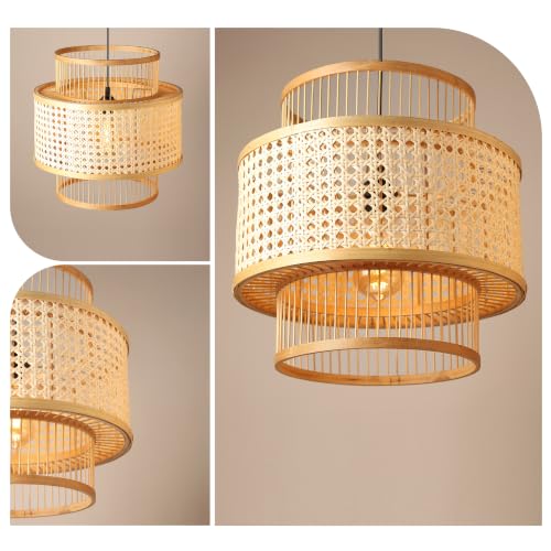 Image of Habere India-All the Cultures Fabricating India Bamboo Hanging Lights for Living Room | Bamboo Ceiling Lights for Hall | Pendant Lamps for Balcony (Diameter 36 x Height 36 cm)