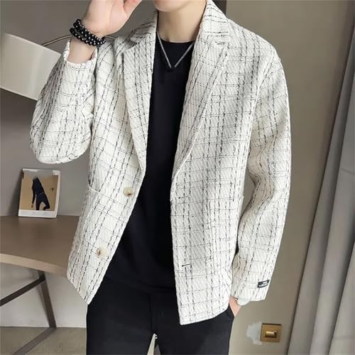 Men's Suit Jackets Single Breasted Party Male Blazer Plaid Spring Clothes Elegant Casual Coat2