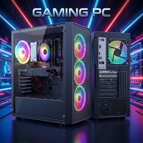 Image of STGAubron Gaming PC Computer Desktop, AMD Ryzen 7 5700G up to 4.6G, GeForce RTX 3050 6G, 16G DDR4, 1T SSD, WiFi 6, BT 5.2, RGB Fan x4, Windows 11 Home