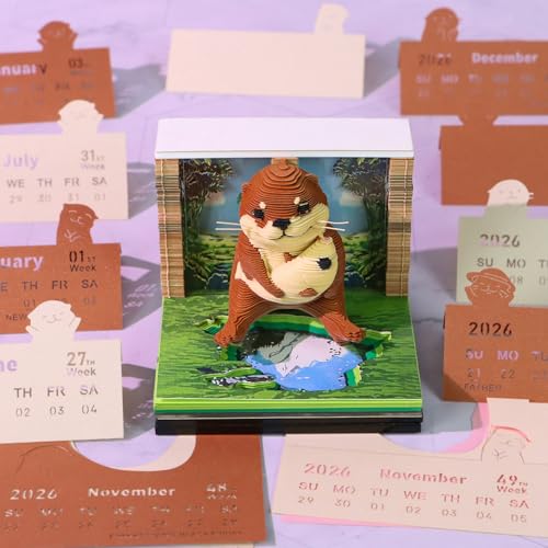Calendario 3D 2026 de animal con 236 notas, decoración ecológica para tu hogar 6