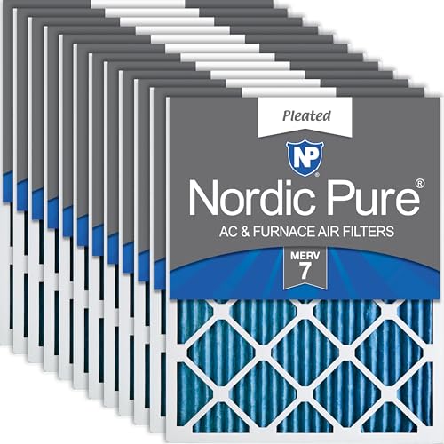 Image of Nordic Pure 10x24x1 Pleated MERV 7 Air Filters 12 Pack | Actual Size: 9 1 /2 x 23 1 /2 x 3 /4 Made in USA, Standard HVAC Filtration, Larger Airborne Particles, Lint, Dust & Pollen