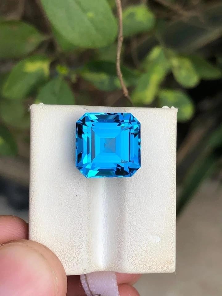 9.5 Ct Natural Asscher Cut Blue Aquamarine Loose Gemstone for Jewellery Making - 12x12x8 MM