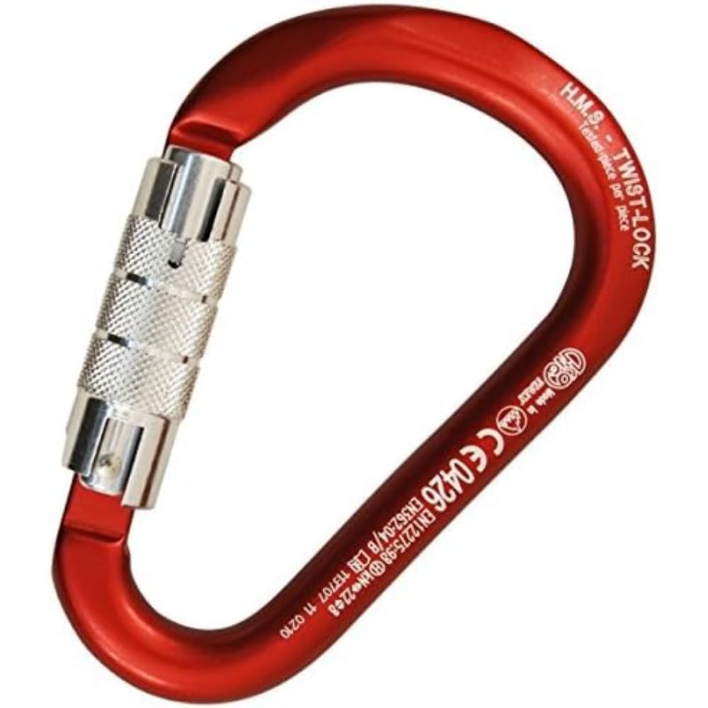Kong. HMS Classic Twist Lock. Moschettone HMS in Lega di Alluminio. Ghiera a Due Movimenti. Chiusura Automatica. Nodo Barcaiolo. Certificato EN 362/B, EN 12275/B, UIAA. Peso 95g.