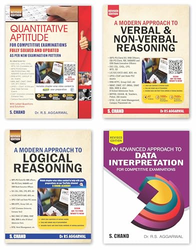 Image of RS Aggαrwαl - Quantitative Aptitude + Verbal & Non Verbal Reasoning + Logical Reasoning + Data Interpretation - Combo Set of 4 Books - [ORIGINAL ... Scanner for Online Material - For 2026 Exams