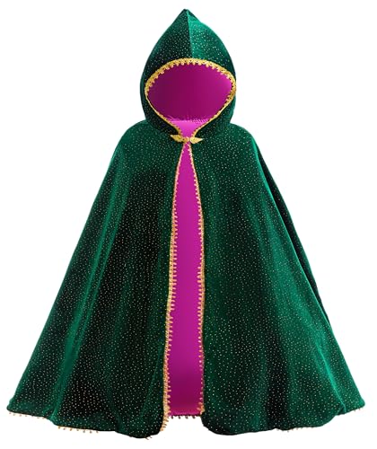 Girls Luxurious Velvet Hooded Cape Kids Anna Princess Cloak Costume Girls Warm Dress up Party Cape 2-4Years