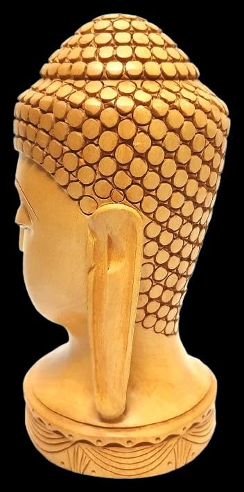 Cabeza de Buda de Madera 6 Pulgadas Artesanal para Decoración miniatura 6