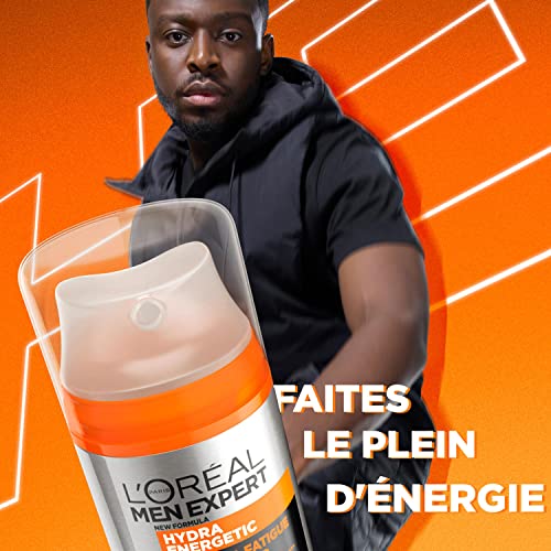 LOreal-Men-Expert-Soin-Visage-pour-Homme-Hydratation-24H-Anti-Fatigue-5-Actions-Texture-Gel-Creme-A-la-Vitamine-C-et-aux-Proteines-Tous-Types-de-Peaux-Hydra-Energetic-100-ml