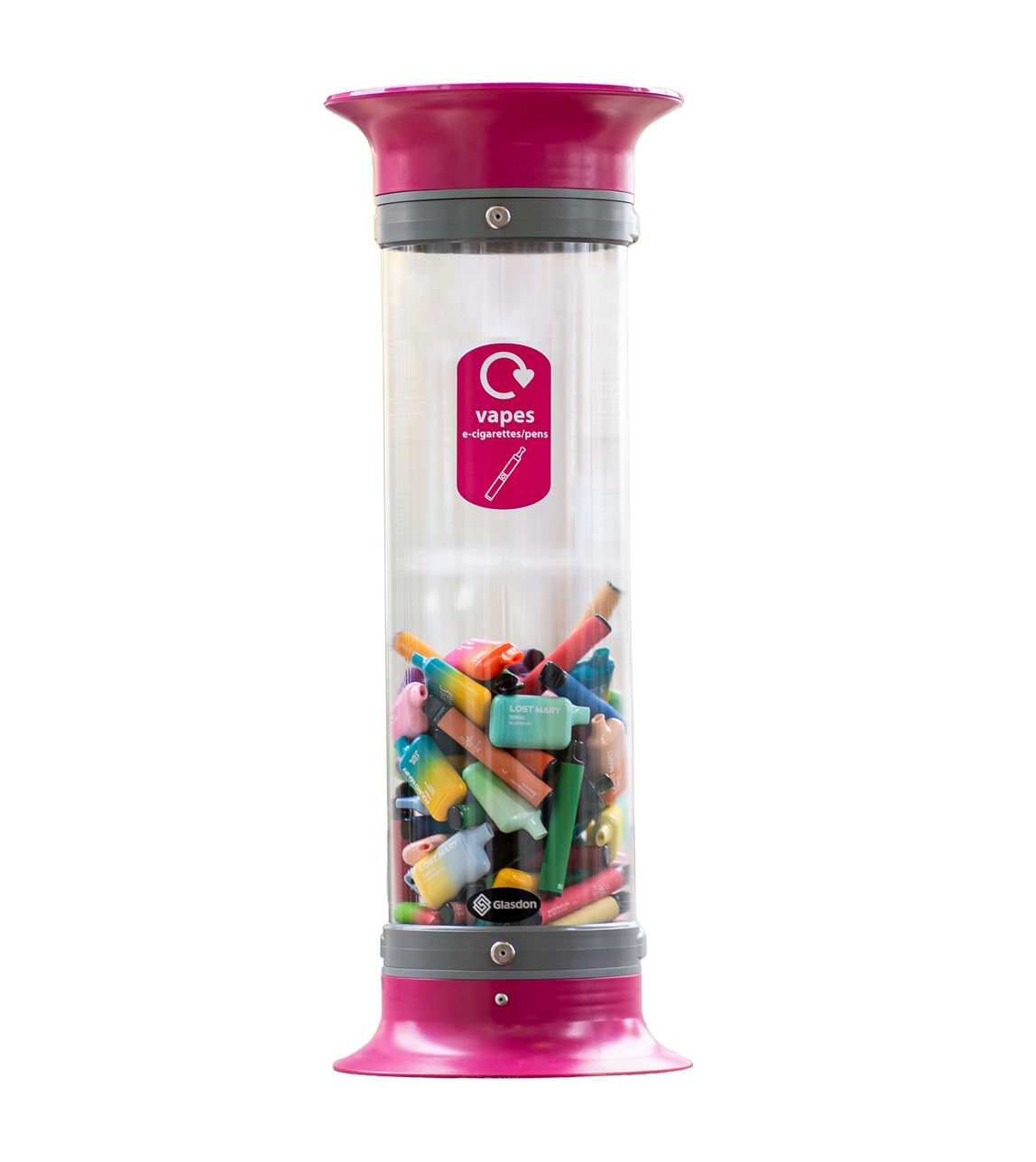 Glasdon C-Thru 10L Vape Recycling Bin Transparent Vape Collection Tube