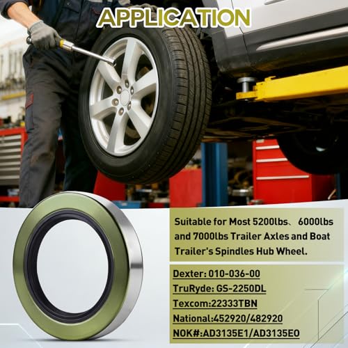 Image of 4Pack 2.250 inch ID x 3.376 inch OD Double Lip Grease Seal with 4 Cotter Pins for 5200-7000LB Trailer Wheel Hub Axles D42, Replace Trailer RV Dexter 10-36(010-036-00) Texcom 22333TB National 452920 /482920.