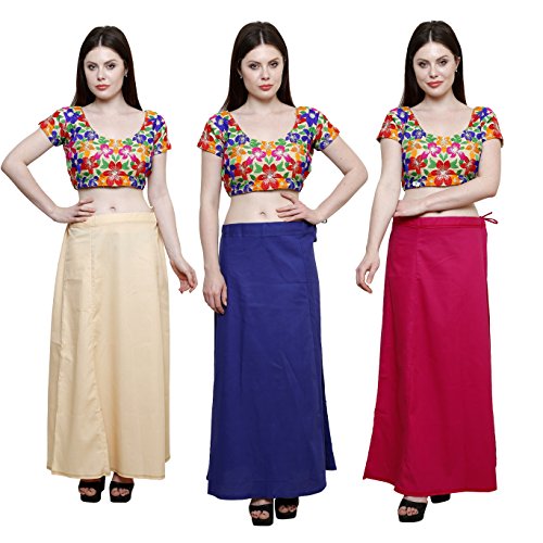 Image of Pistaa combo of 3 Women's Cotton Best Indian Readymade Inskirt Saree petticoats