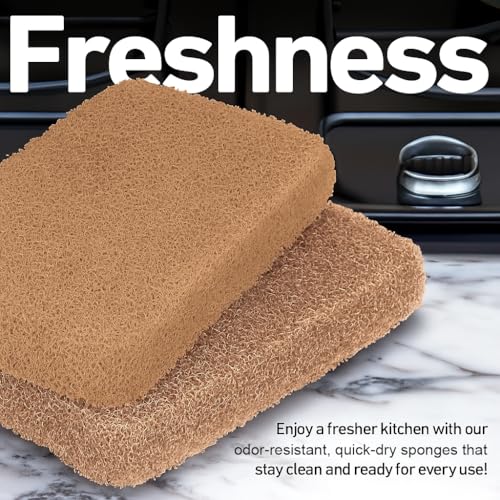 Image of Casanero 6 Pack Silicone Dish Sponges, Heavy Duty Non Scratch Sponges for Dishwashing, Reusable Household Cleaning Sponges for Kitchen, Countertop, Bathroom, Non Stick Cookware or Car