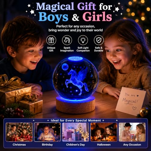 Image of Large 3D Horse Lamp, Crystal Night Light 16 Color Changing with Remote Control for Bedroom Decor, Horse Figurines
