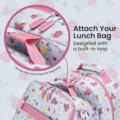 Image of Bentgo Kids Print Backpack - Lightweight 14 inch Backpack for School, Travel & Daycare, Ideal for Ages 4+, Durable & Water-Resistant, Roomy Interior, & Loop for Lunch Bag (NEW Blooming Floral)