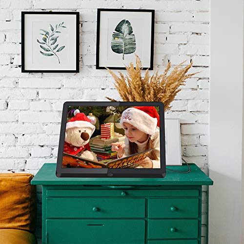 1920x1080 16:9 IPS Screen 10 inches Digital Photo Frame + 32GB SD Card HD Digital Picture Frame Widescreen, 1080P HD Video Frame, Photos Auto Rotate, Support Thumb USB Drive, SD/MMC/MS Card(Black)