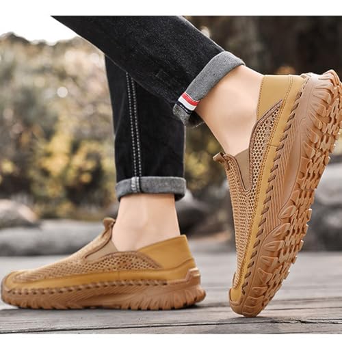 Zenfaze Orthopedic Shoes for Men, Slip On Orthopedic Hiking Shoes,Breathable Mesh Elastic Laces Non Slip Hiking Sneakers Arch Support Soft Soled Driving Shoes 5