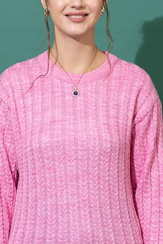 Image of Wear lusso Women's Woolen Cable Knit Pullover Sweater | Full Sleeve Round Neck Winter Wear | 100% Wool Soft & Warm Stylish Sweater for Girls, Ladies & Women | Cozy Casual Winter Fashion