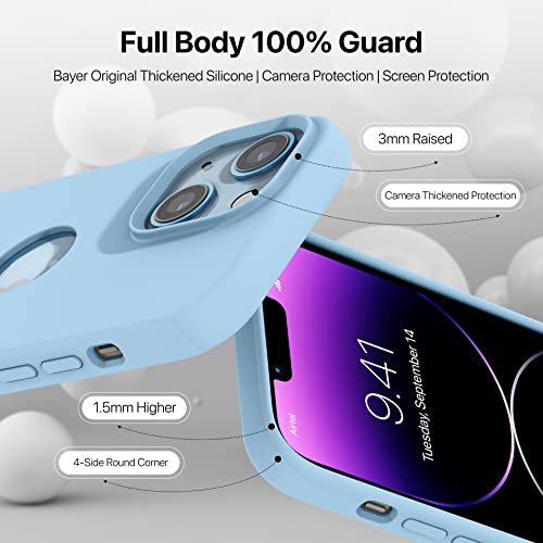 Image of Vaku Luxos Liquid Silicon Logo-Cut for iPhone 14 Plus Cover Case, Soft TPU, Shockproof, Scratch Resistant, 6 Feet Drop Protection, Compatible with iPhone 14 Plus Back Cover - Sierra Blue