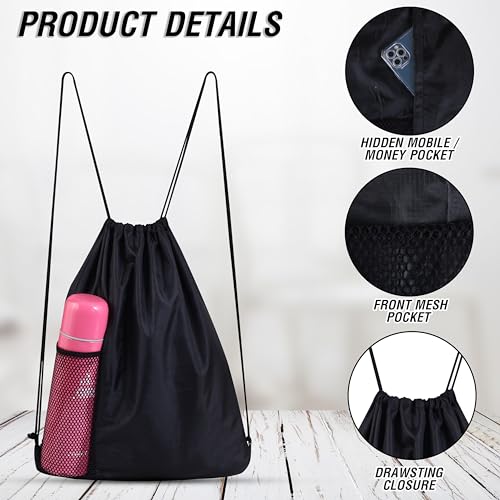 HHH Drawstring Bag Boys Girls Kids Swim Gym Sack Dance PE Shoe Sport Backpack (Red White) - Image 3
