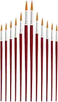 Genérico Kit 12 Pincéis Artísticos, Ponta Fina, Dourado, para Aquarela, Tinta Acrílica, Óleo, Guache e Artesanato, Uso Semi Profissional e Escolar