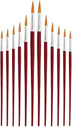 Genérico Kit 12 Pincéis Artísticos, Ponta Fina, Dourado, para Aquarela, Tinta Acrílica, Óleo, Guache e Artesanato, Uso Semi Profissional e Escolar