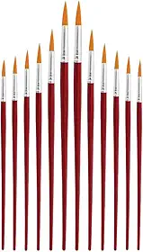 Genérico Kit 12 Pincéis Artísticos, Ponta Fina, Dourado, para Aquarela, Tinta Acrílica, Óleo, Guache e Artesanato, Uso Semi Profissional e Escolar