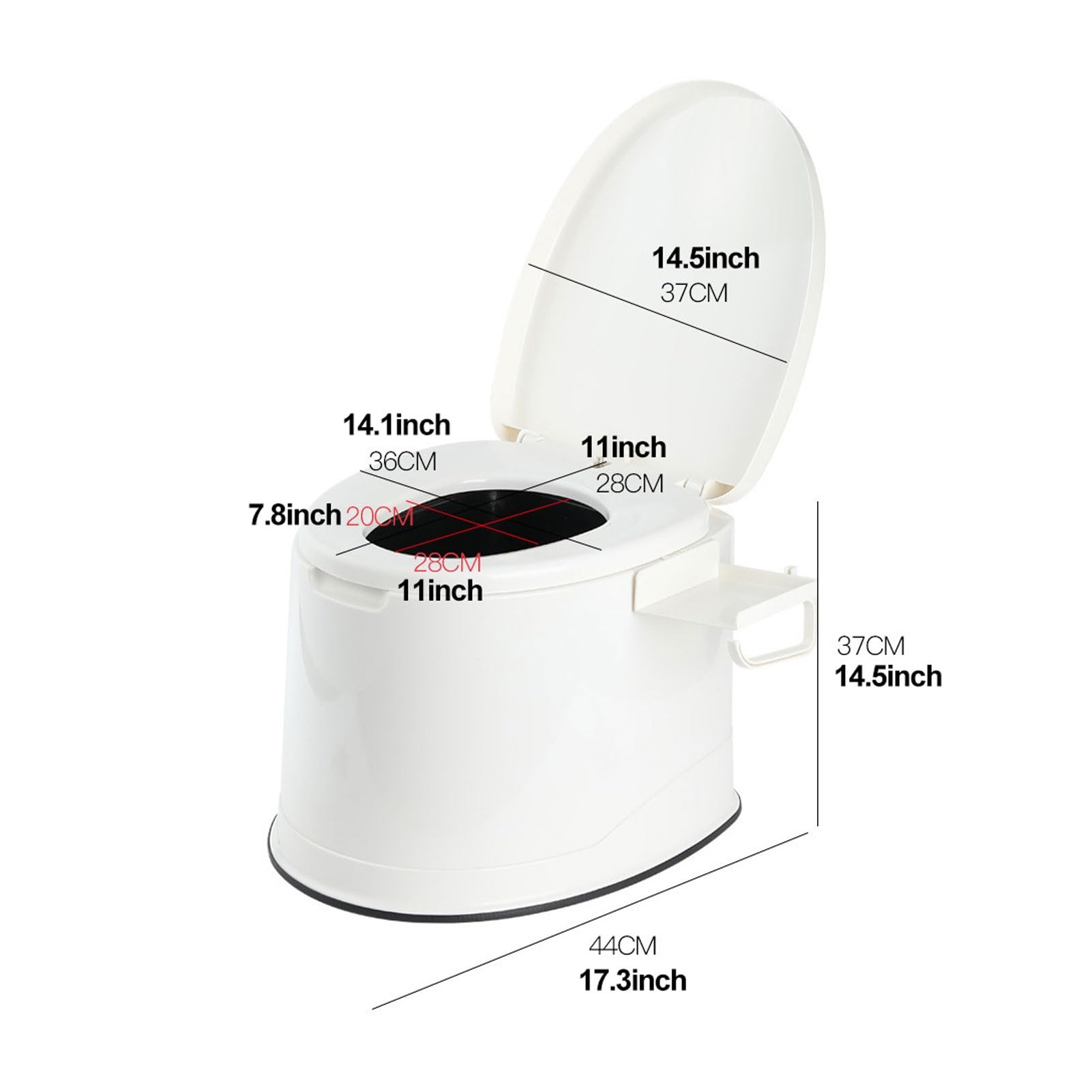orinal, Inodoro portátil con asiento, tapa, asas y portarrollos, escupidera compacta, orinal de cámara Unisex for acampar en interiores exteriores