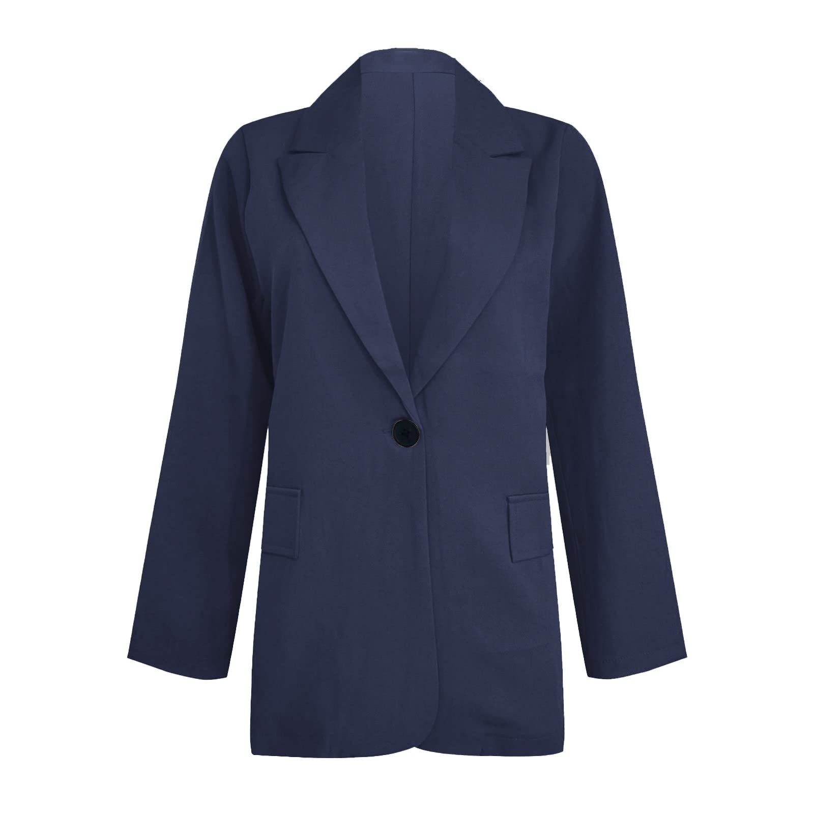Generisch 2026 Frauen Zwei Stück Set Büro Business Langarm Taste Formale Jacke Hose Dünne Lose Hosen Jacke (4-Blue, L)