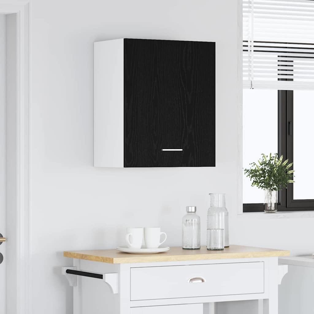 Armario colgante negro roble 50 x 31 x 60 cm armario de cocina | Armario de cocina compacto de madera para almacenamiento adicional en la cocina o comedor.