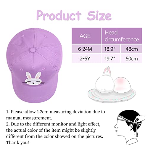 Zsedrut Girls Baseball Cap Kids Cotton Sun Hat Spring Summer Boys Peak Caps Adjustable Bunny Hats(2-5Y,Violet) #TOP5