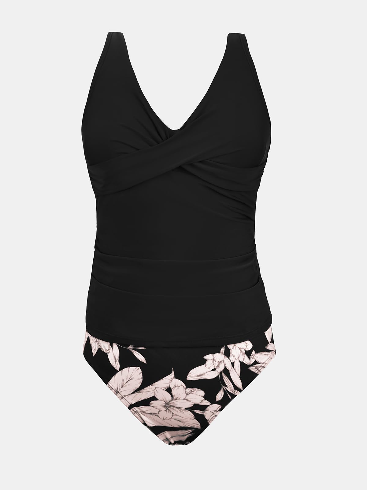 CUPSHE Conjunto de tankini para mujer, traje de baño de dos piezas, fruncido frontal