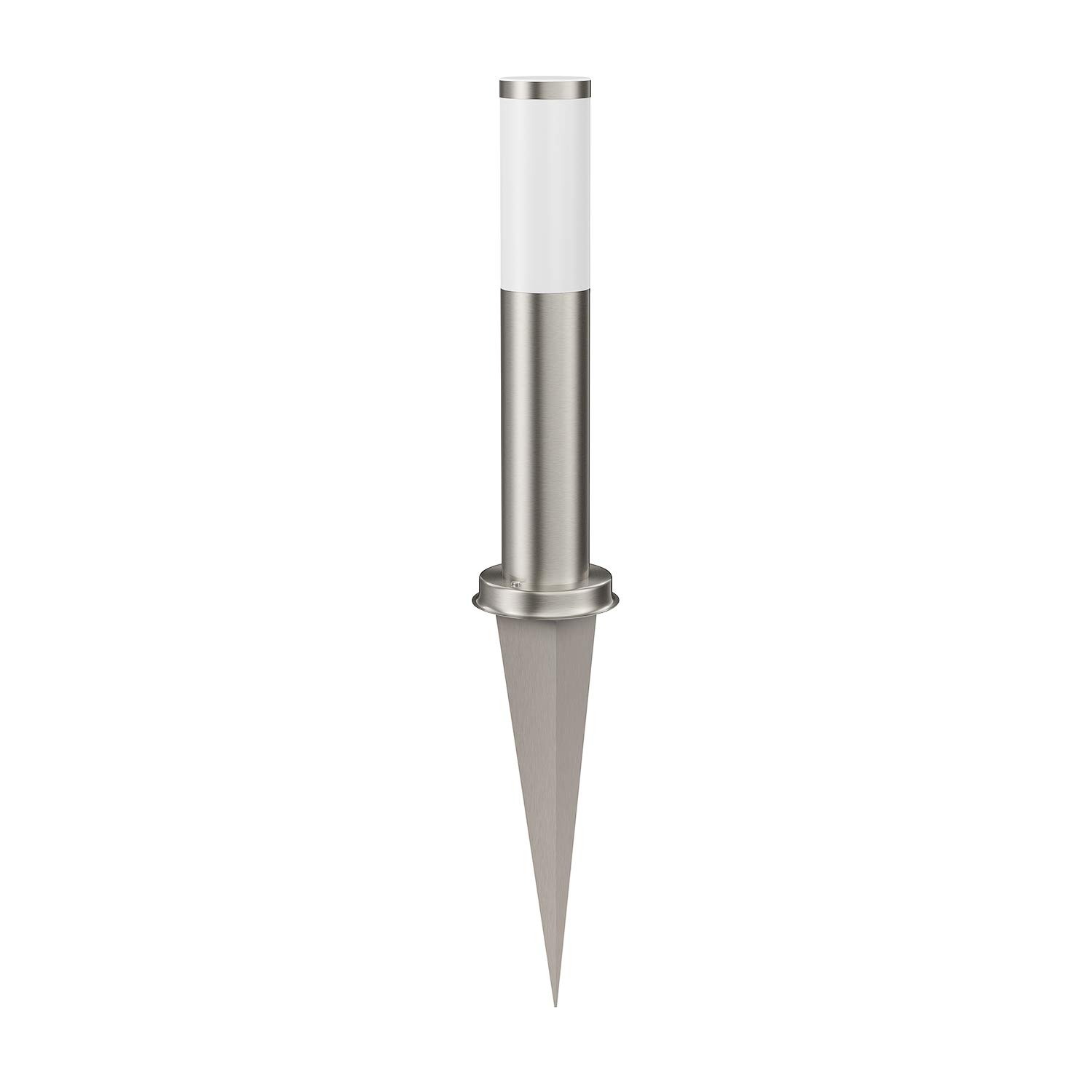 ledscom.de Dissuasore luminoso PORU con picchetto di terra per esterno, acciaio inox, rotondo, 38,5 cm, incl. lampada E27 3,99W bianco extra-caldo 471lm