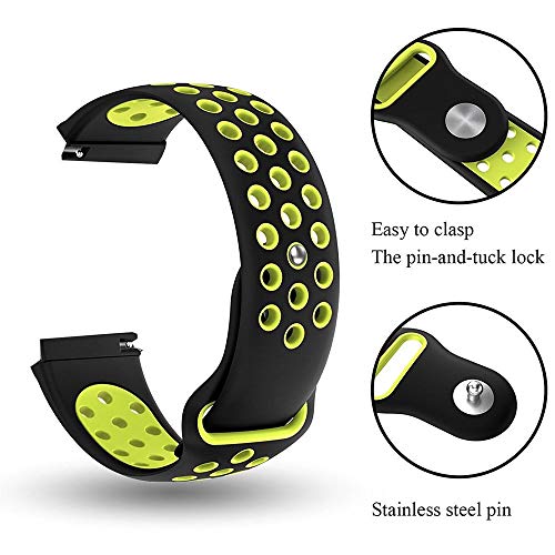 Image of AEETZ 22mm Width Soft Silicon Sports Band Strap Compatible with Samsung Galaxy S3 Frontier, Classic /Galaxy Watch 46mm /Huawei Watch GT2(46mm) /Honor Magic Watch 2(46mm) /Huawei GT2e - Black Green