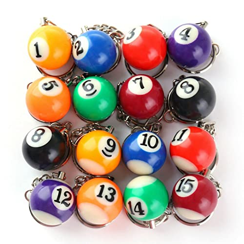Llaveros de bolas de billar para decorar mochilas y estuches de pool 3
