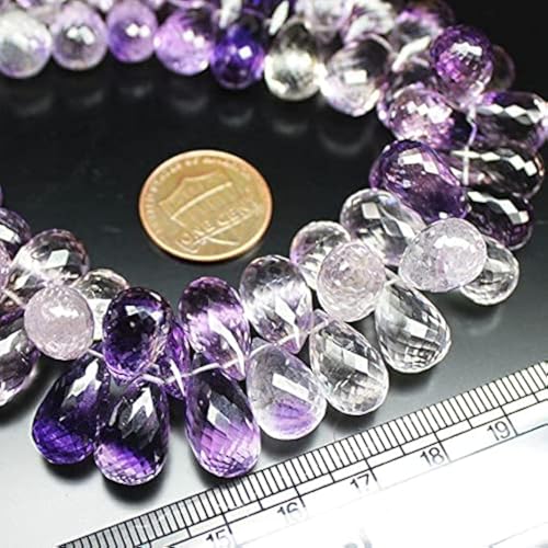 Améthyste bicolore briolette facettée en goutte pour création de bijoux DIY