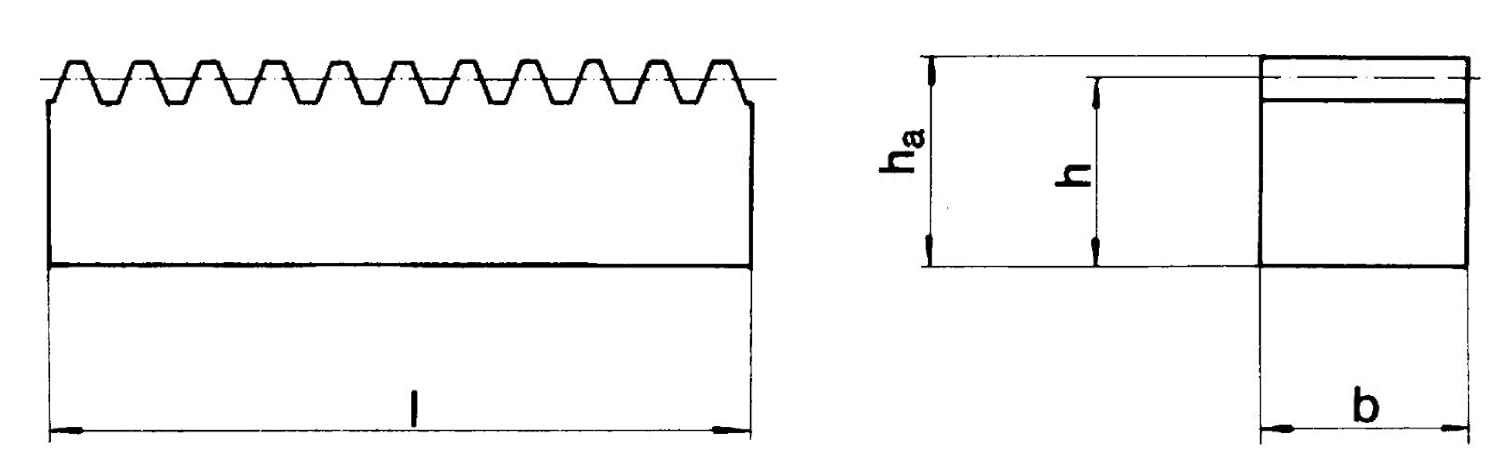M4X40X500 Ametric Metric 4 Module, 40 mm High (ha), 40 mm wide (b), 500 mm long (L), Metric Gear Rack, Material: C45 Steel, 20 Deg. Pressure Angle, 5.5 kg 12.1 lbs Weight (Mfg Code 1-030)